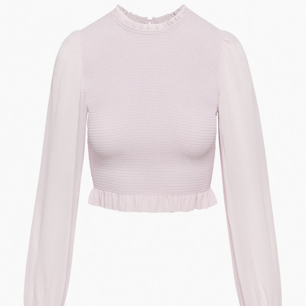 Lavender Wilfred Tempest Blouse Smocked chiffon blouse Aritzia